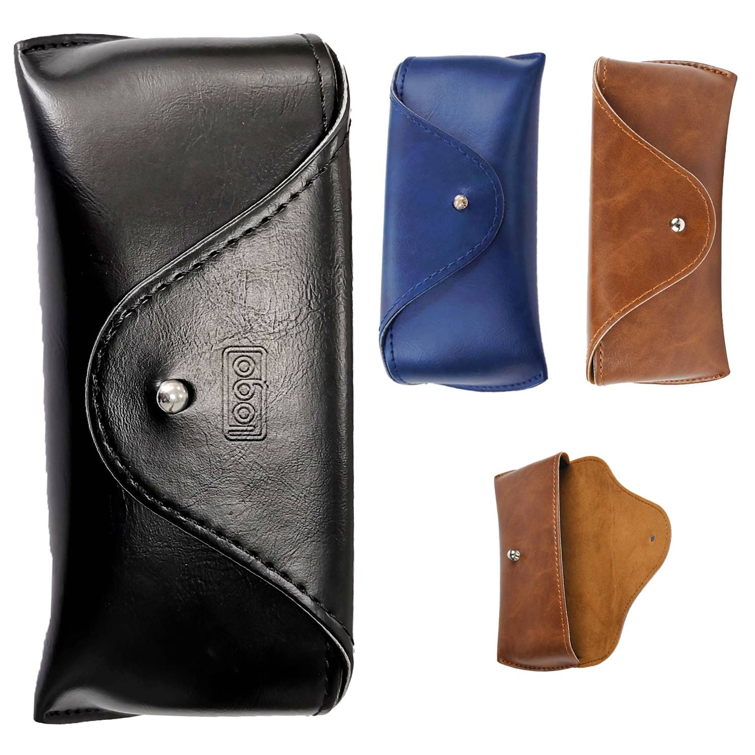 PU Leather Eyeglasses Storage Case w/ Snap Closure 3