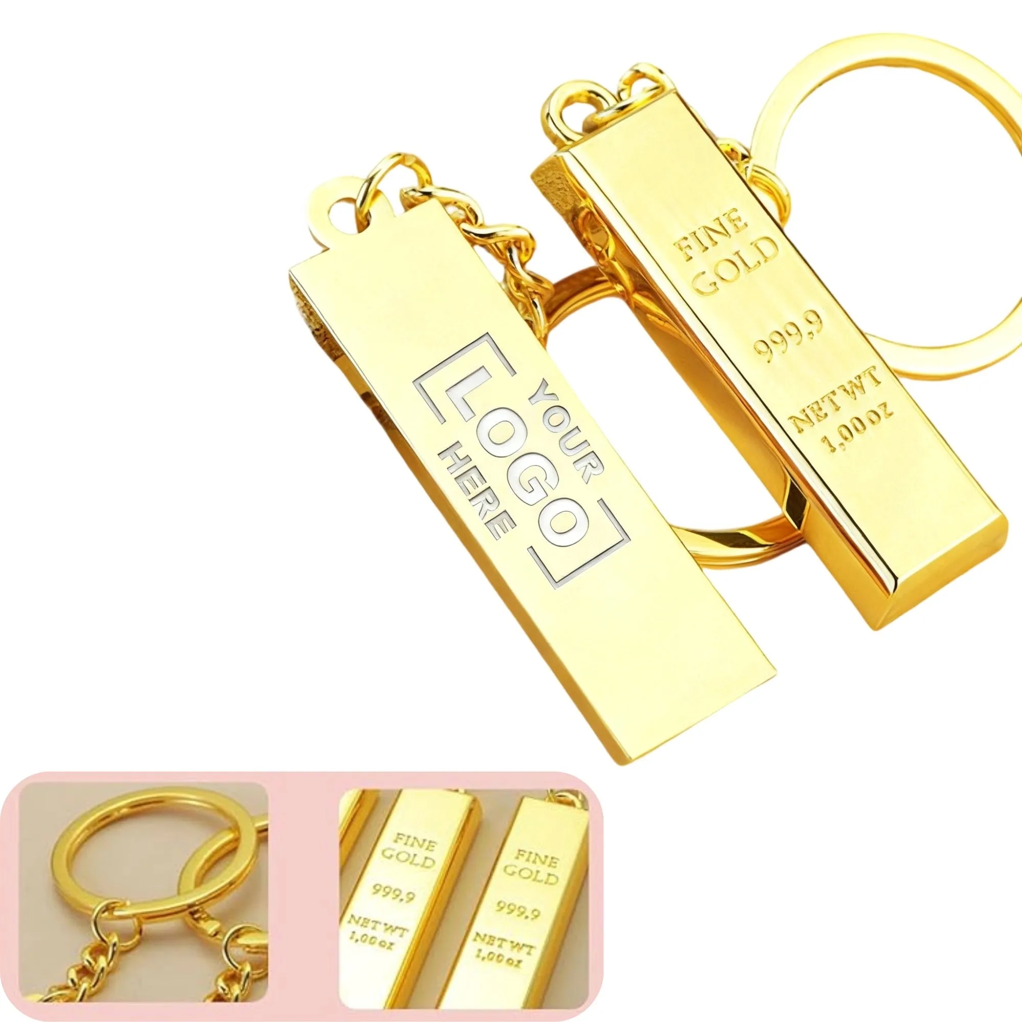 Gold Bar Shaped Fashion Keychain
