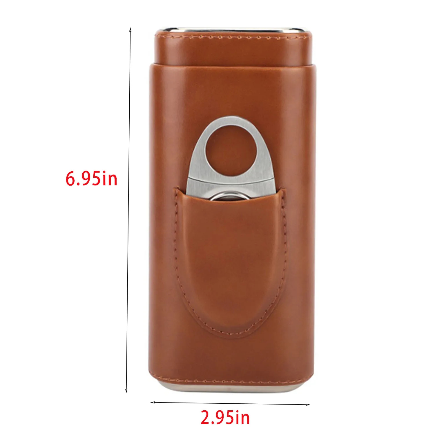 3- Finger Brown Leather Cigar Case with Cutter 3
