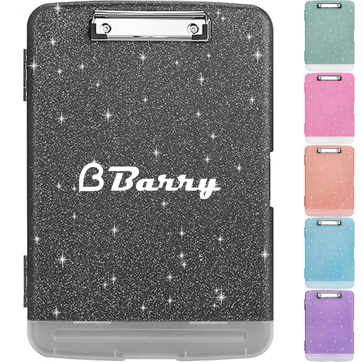 Glitter A4 Plastic Storage Clipboard w/ Pen Holder 3