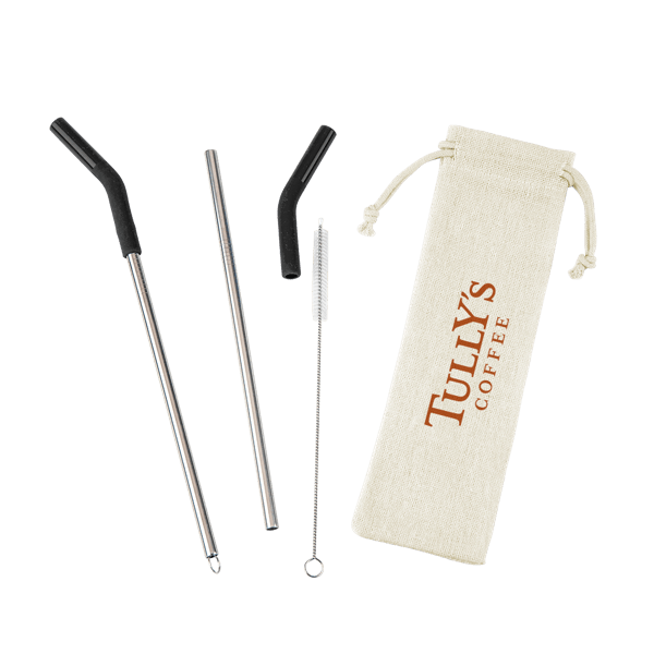 Reusable Stainless Steel Two Straw Set 20