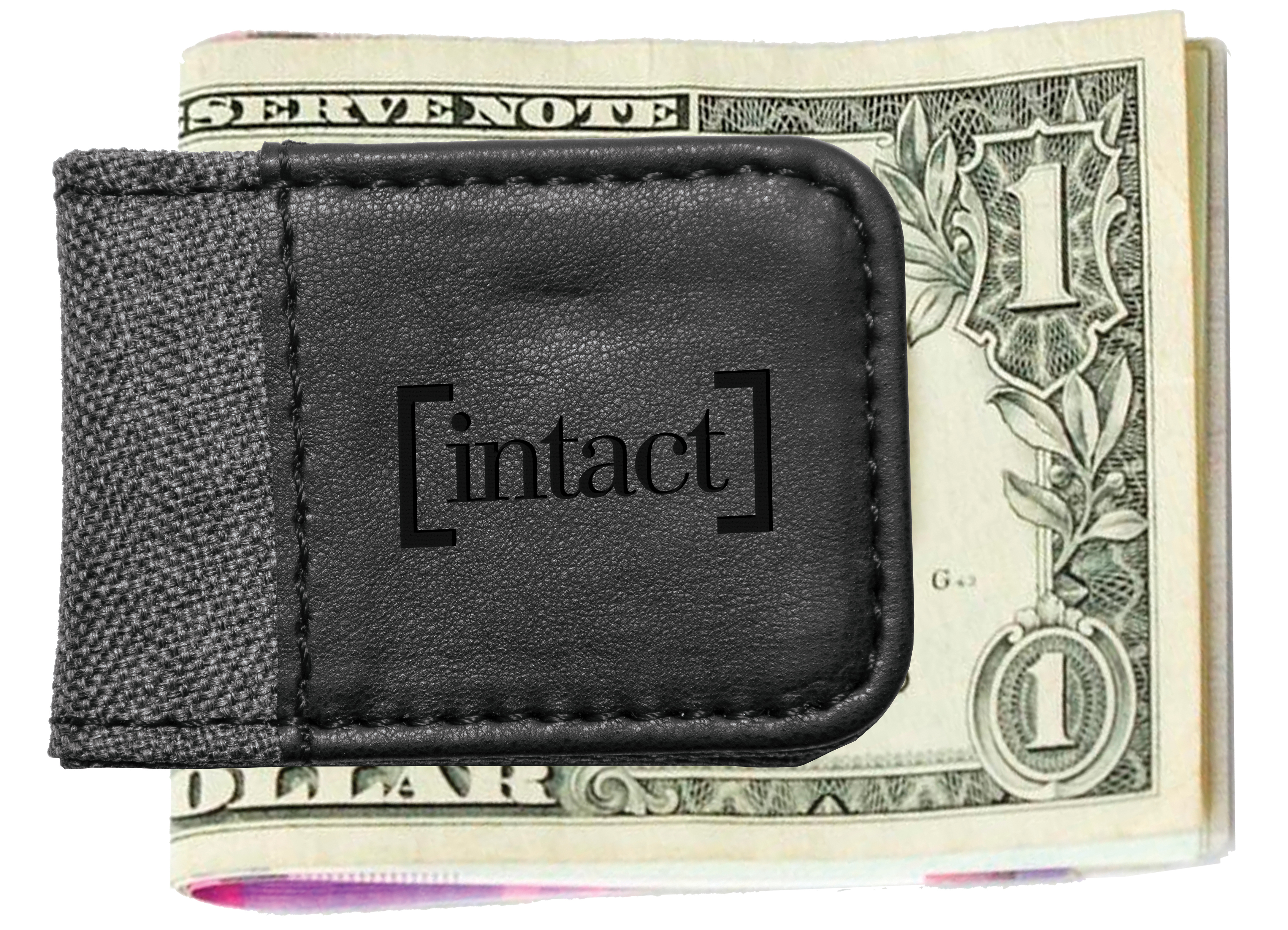 Gray and Black Leatherette Money Clip