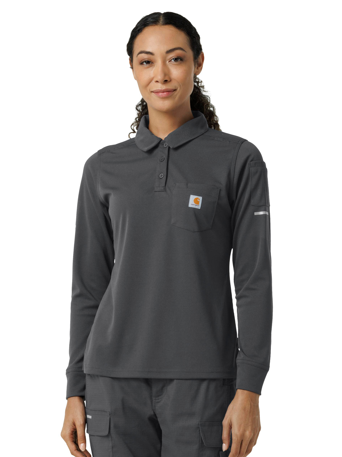 Carhartt Scrubs - Women's Three-Pocket Heavyweight Long Sleeve Polo Scrub Top 6