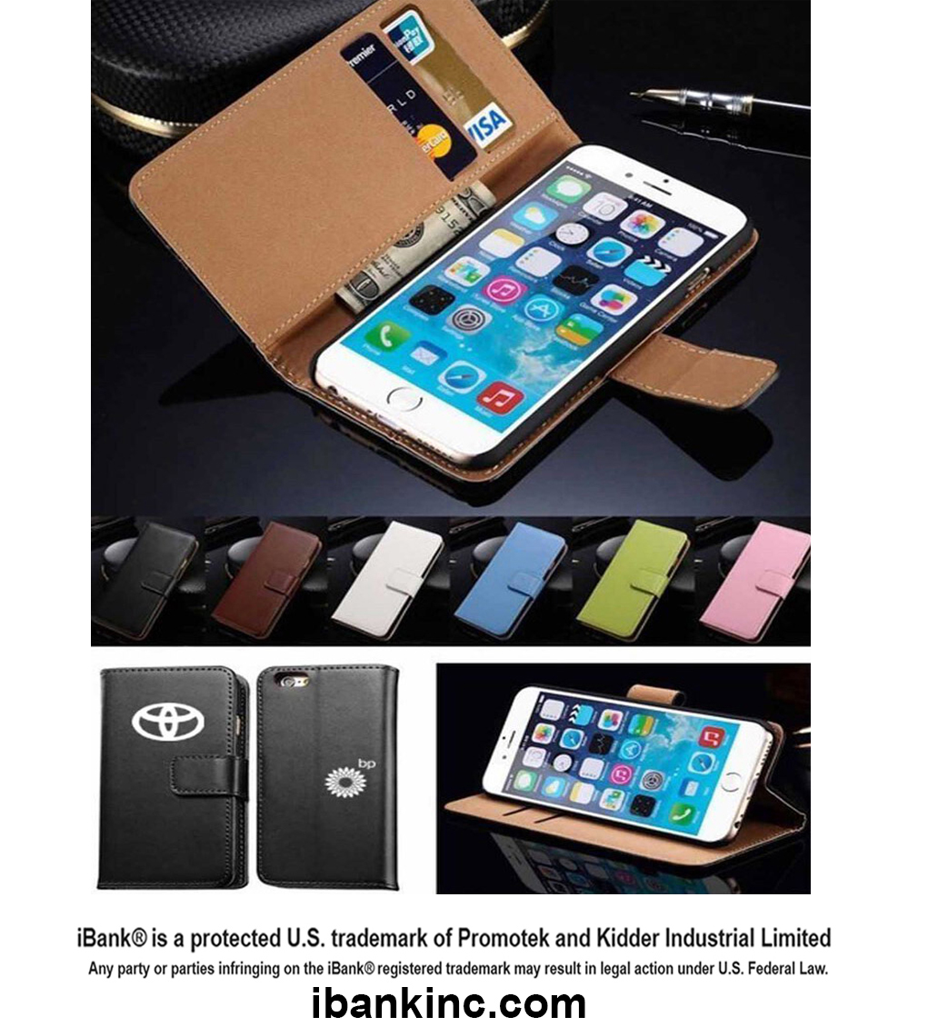 iBank ® Luxury Credit Card Holder PU Leatherette Stand Case for iPhone 16/15/14 3