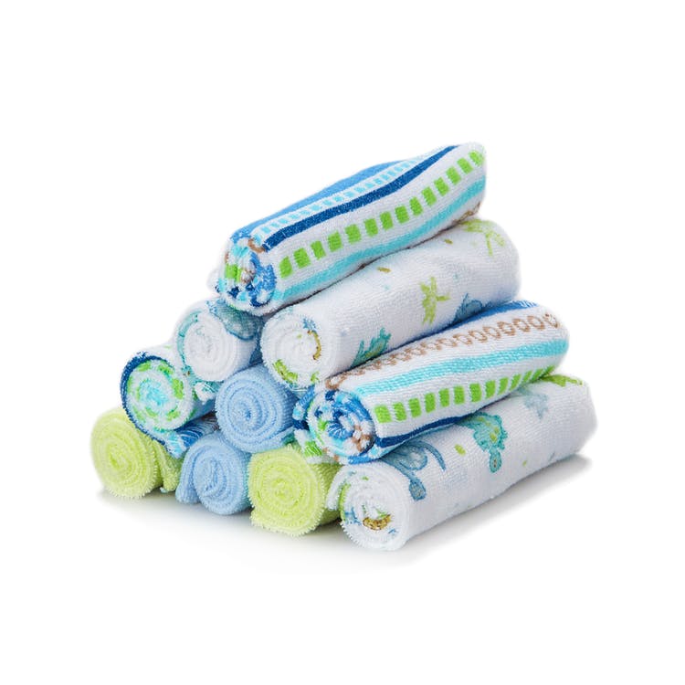 Terry Baby Washcloths - Blue Lines 10 Pack