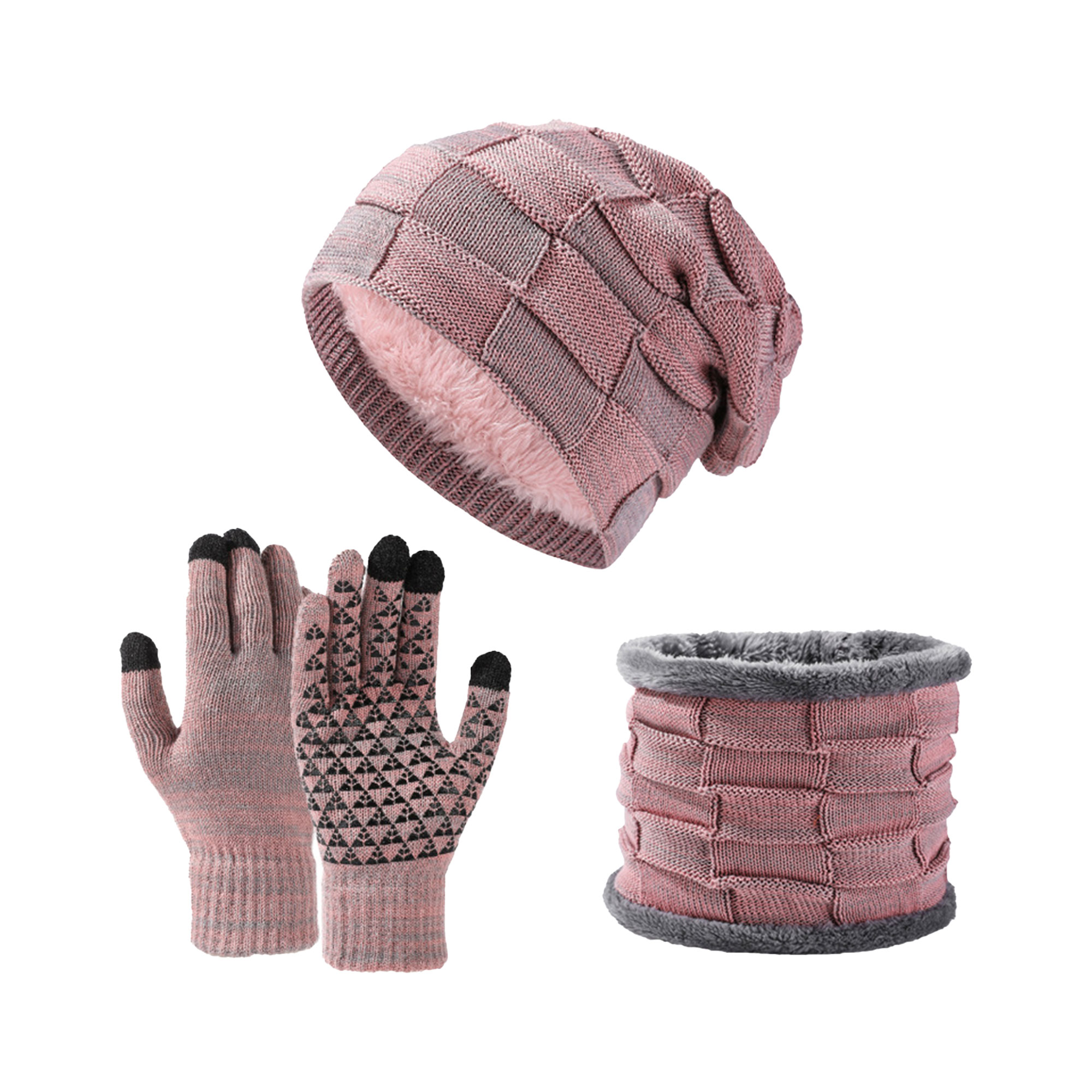 Winter Knitted Beanie Hat ,Scarf & Gloves Set 3