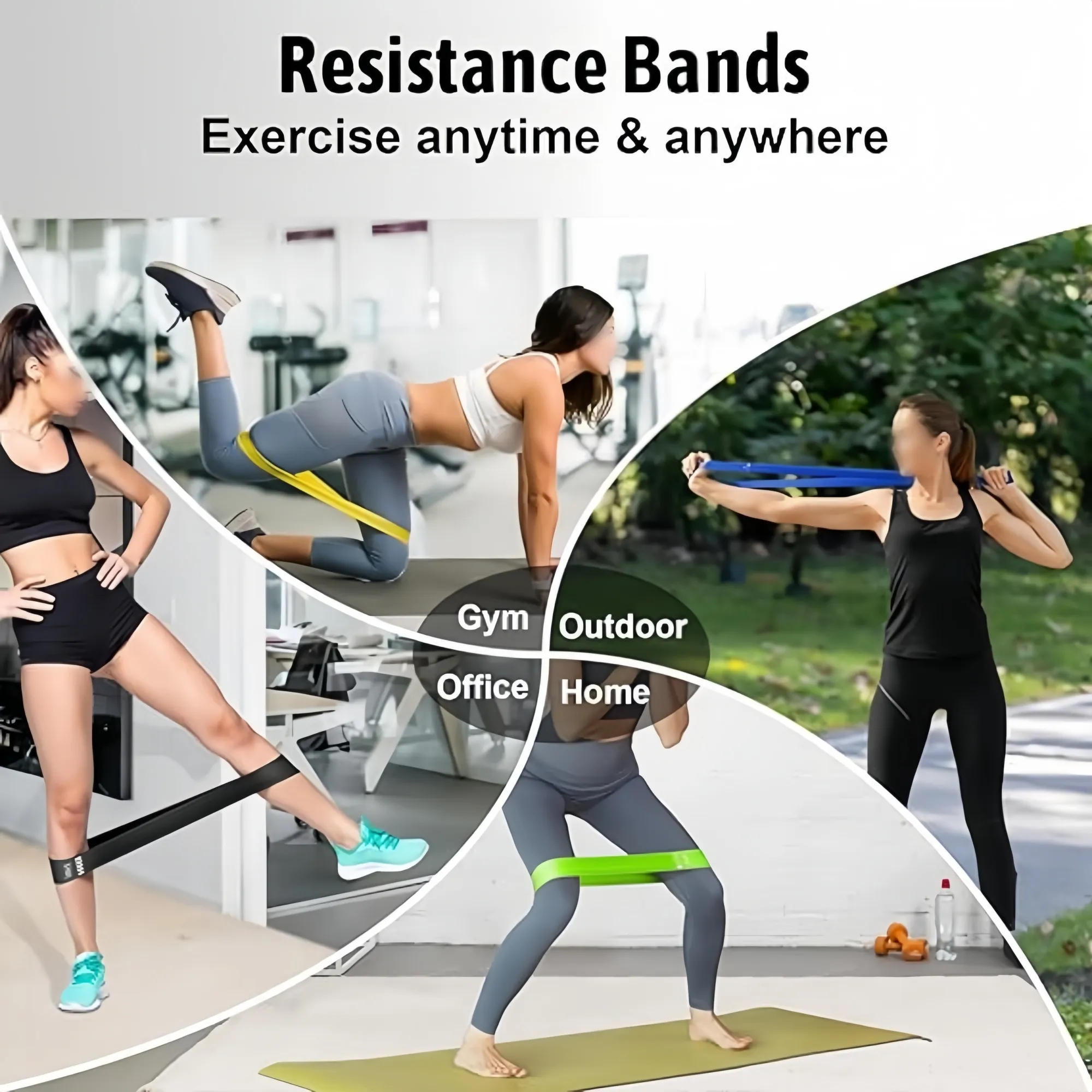 Resistance Loop Exercise Bands with Carry Bag, Set of 5 2
