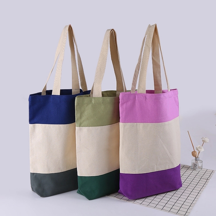 Custom Color-Blocking Canvas Shopping Handbag & Tote Bag 12