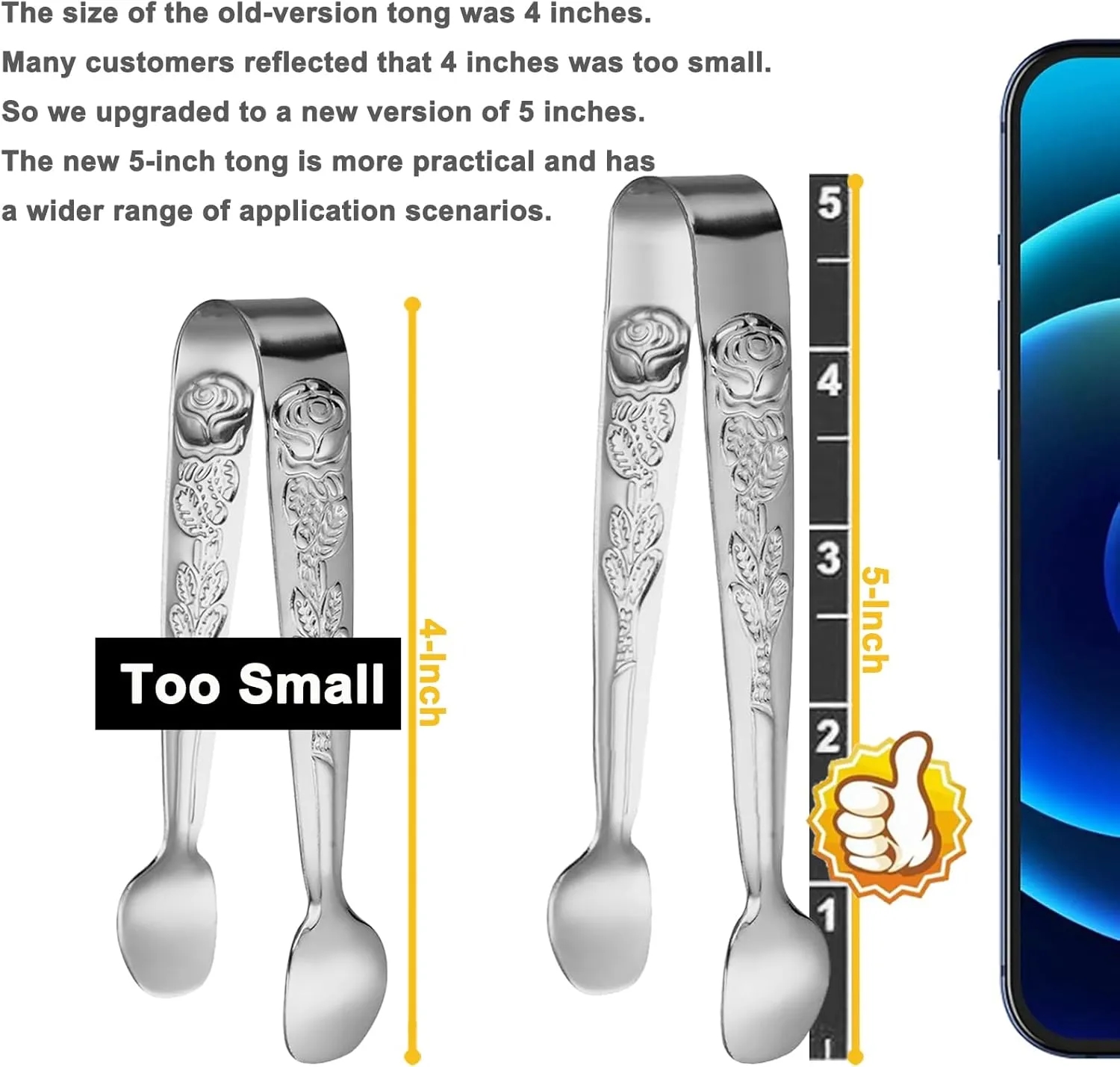 Premium Stainless Steel Ice Tongs 8