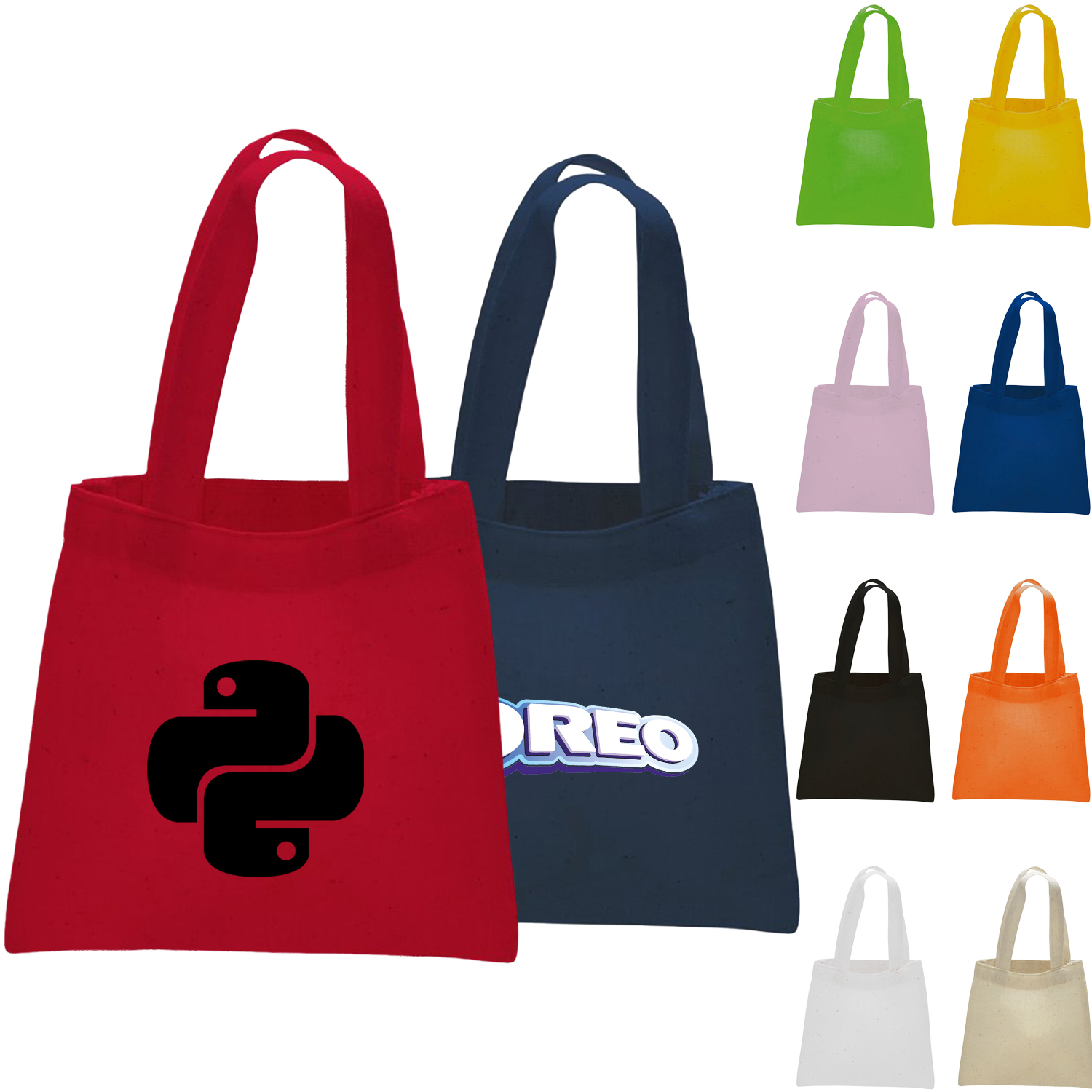 6 oz MINI COTTON CANVAS TOTE BAG USA Decorated (6" x 6") 2