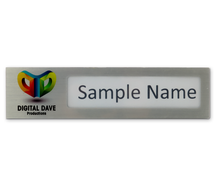 The Orion full color metallic reusable name plate 2"x8" 3