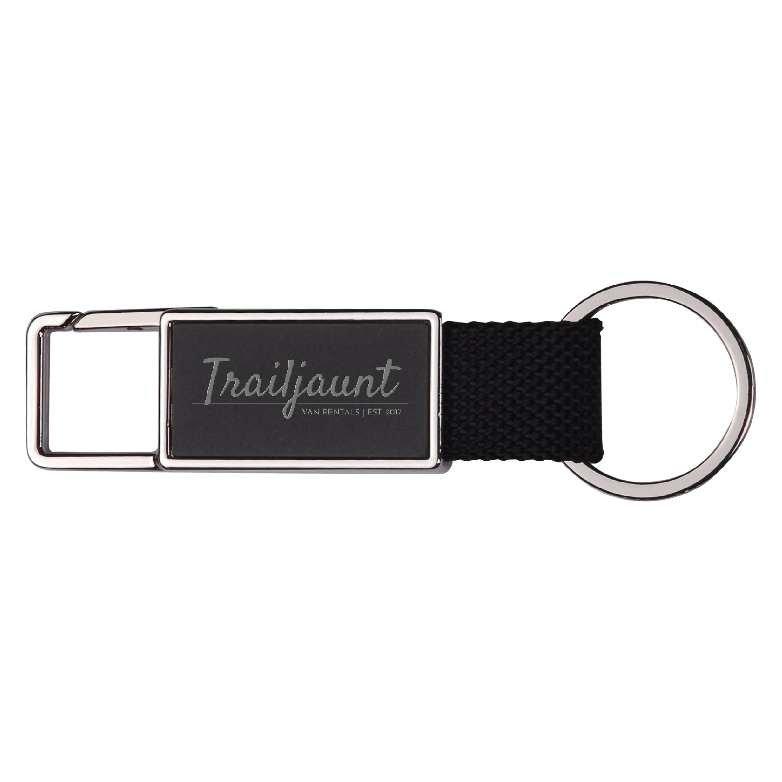 Double-Sided Rectangular Snap-On Metal Black Plated Keychain 2