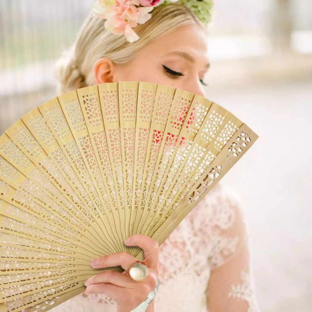 8" Wooden Hand Fans 4