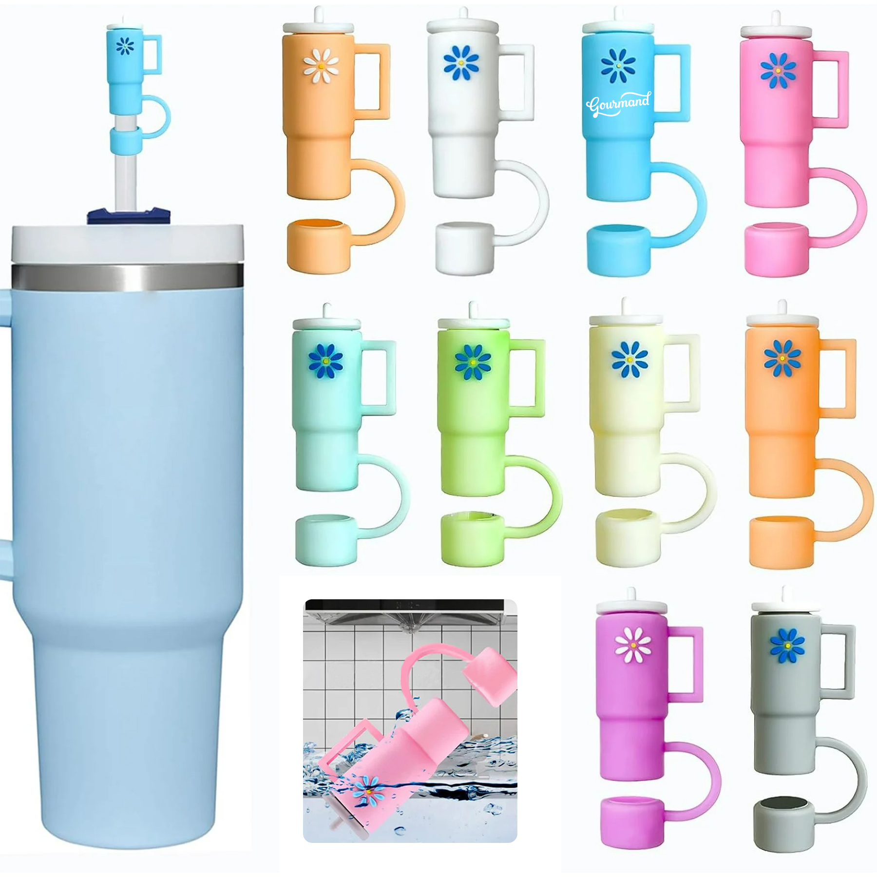 Silicone Straw Tip Covers for 30&40 Oz Tumbler with Handle 1
