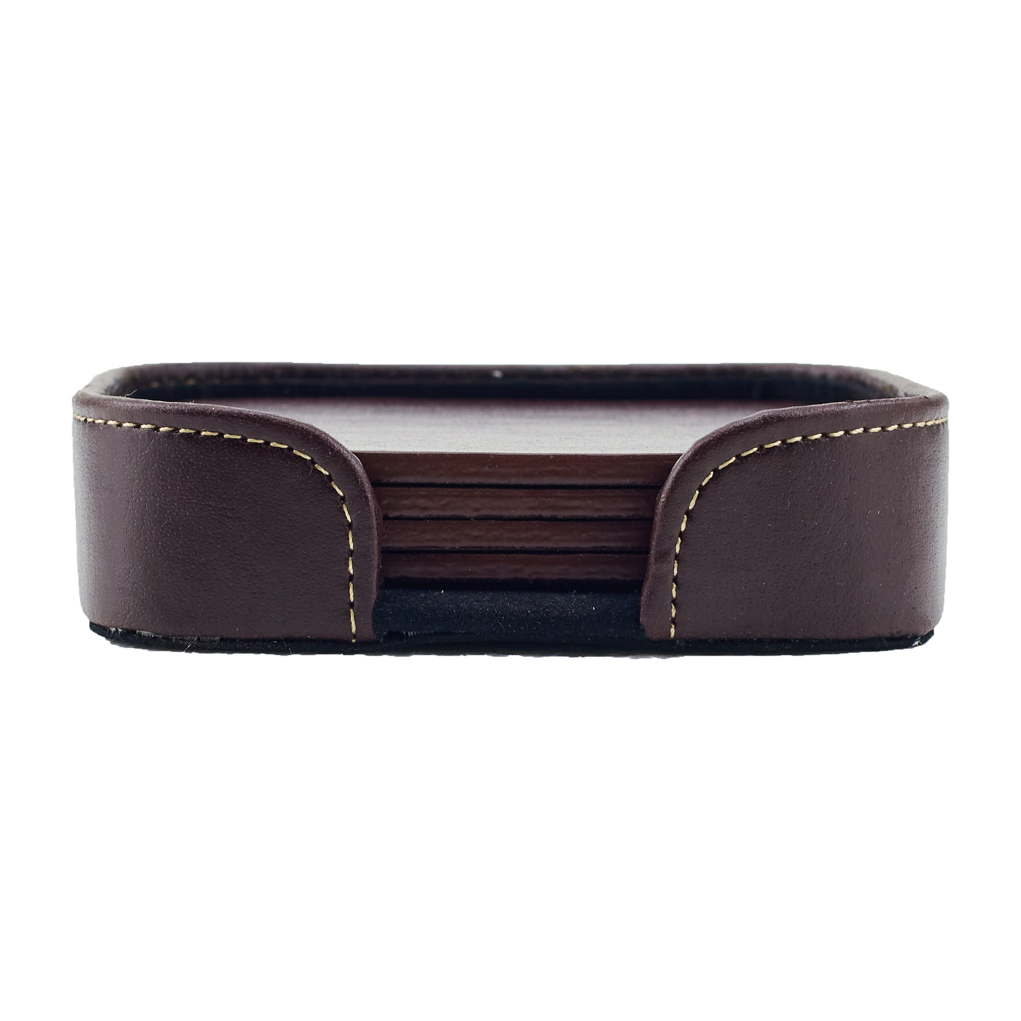 Atlantis Bonded Leather Square Coaster Set 8