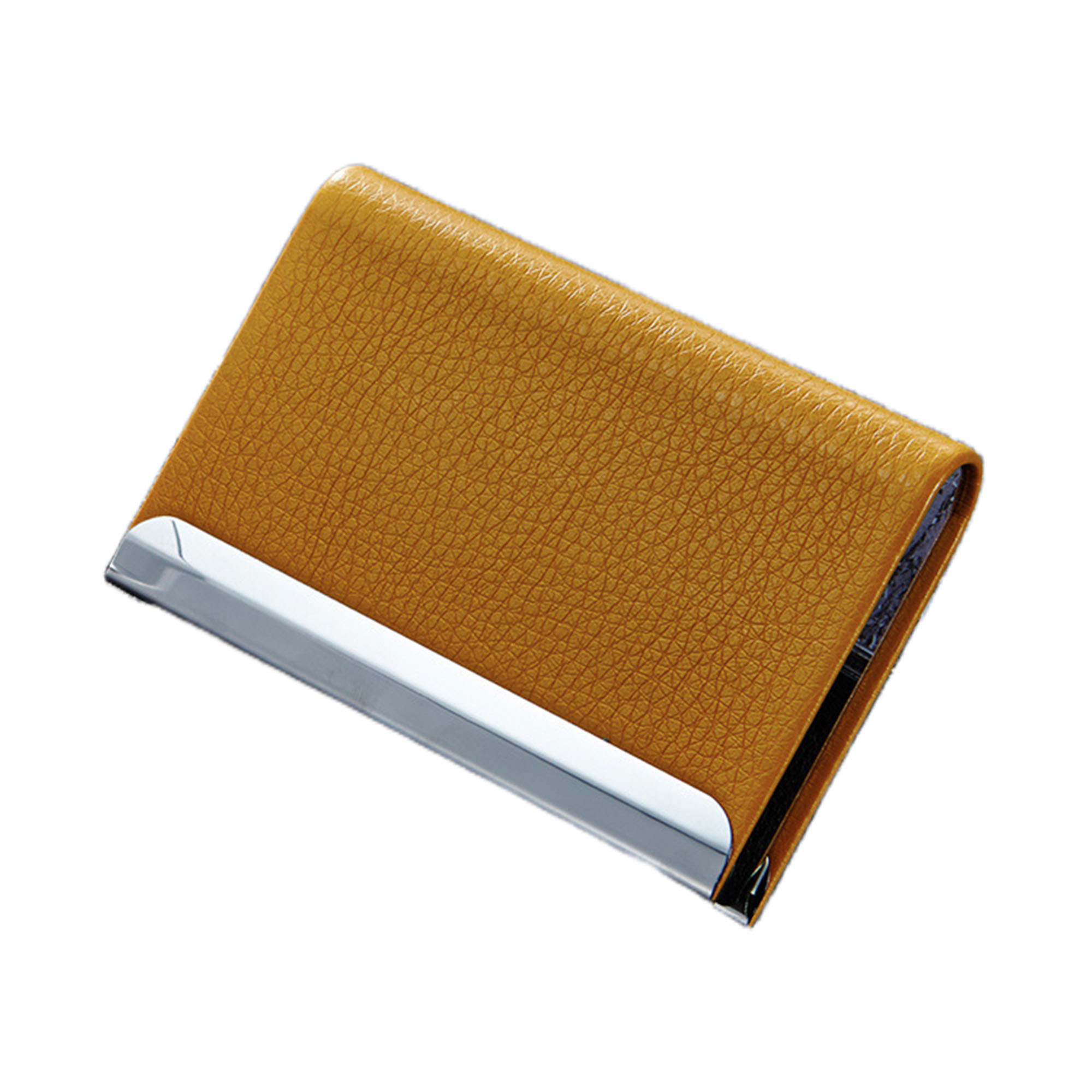 PU Leather Metal Insert Thick Large Capacity Business Card Holder 9