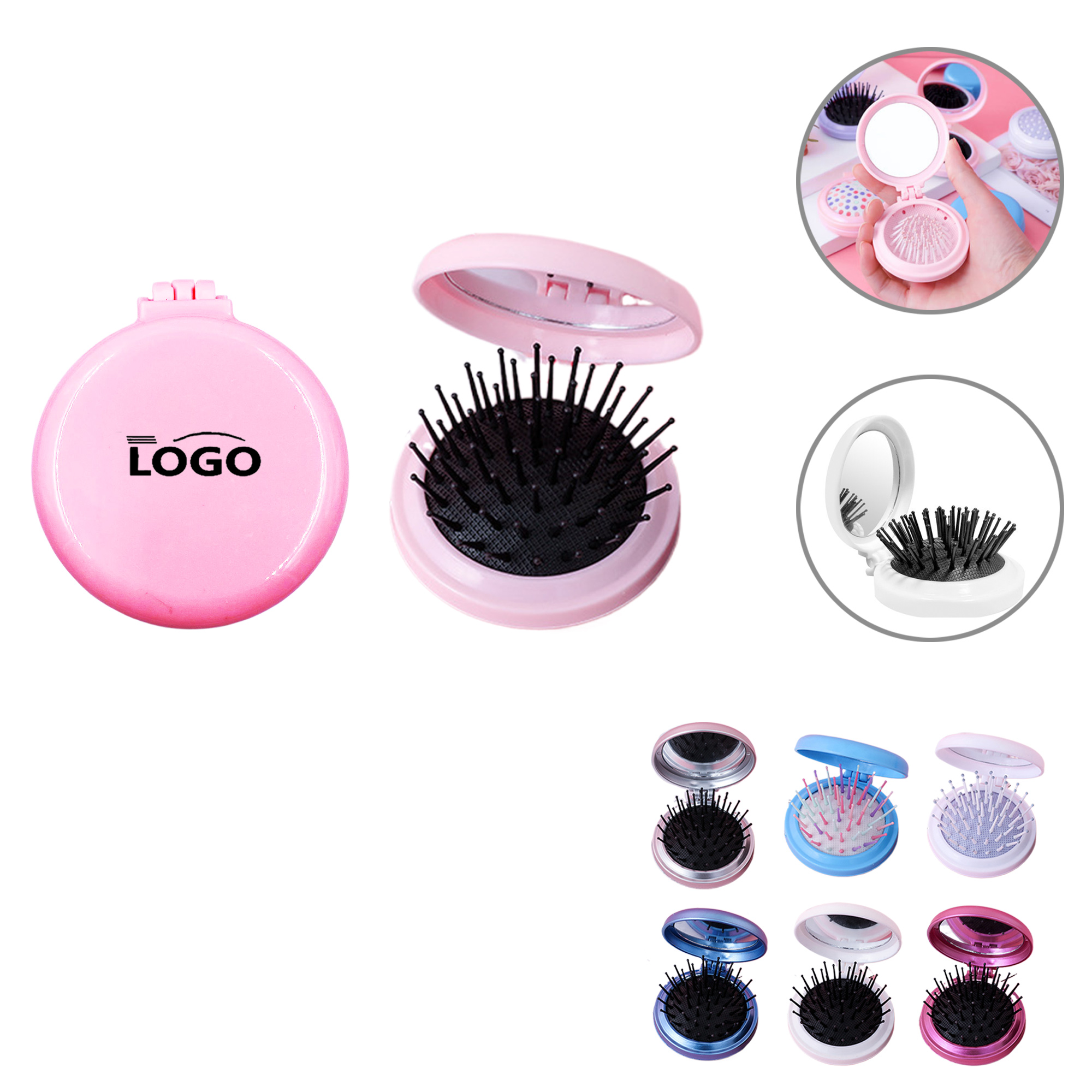 MOQ100 Compact Folding Comb With Mirror 19