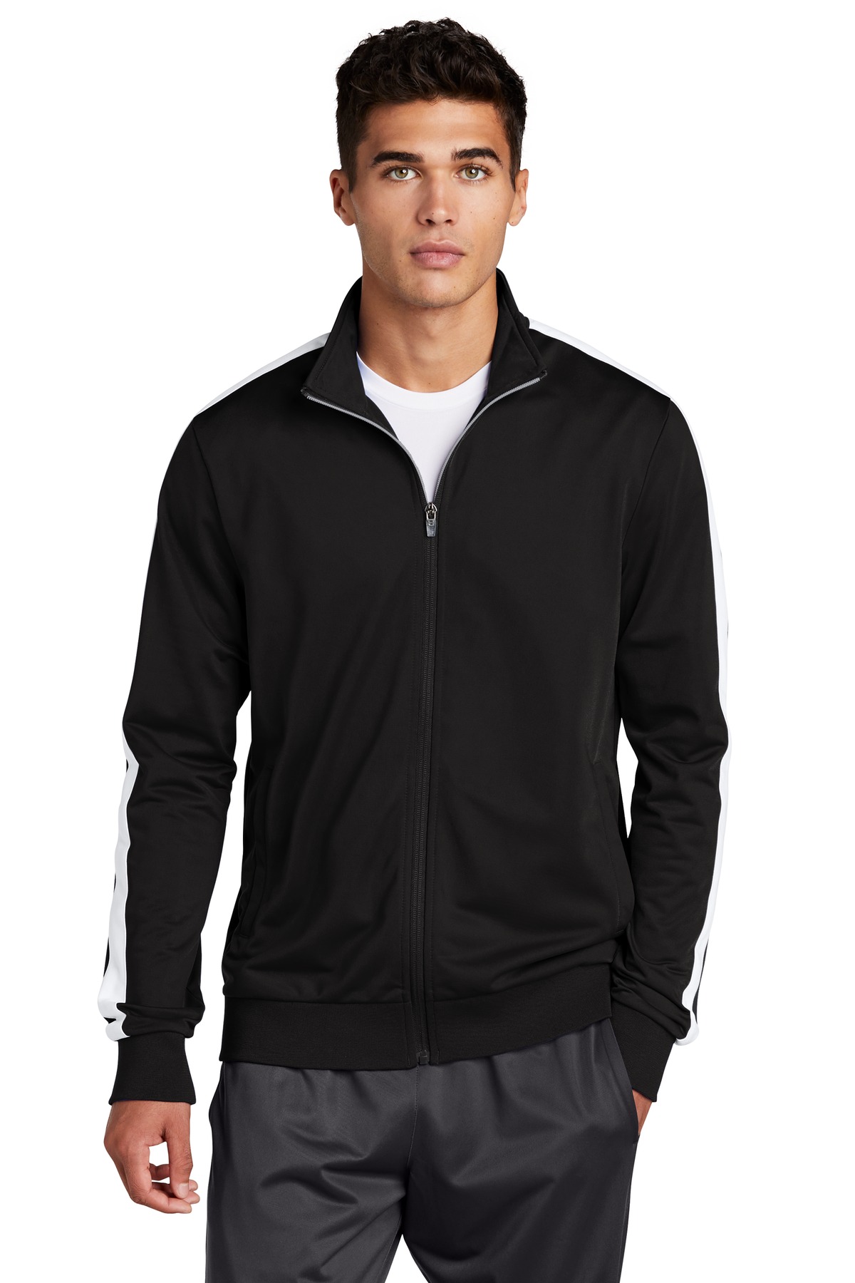 Sport-Tek Tricot Sleeve Stripe Track Jacket. JST94 2