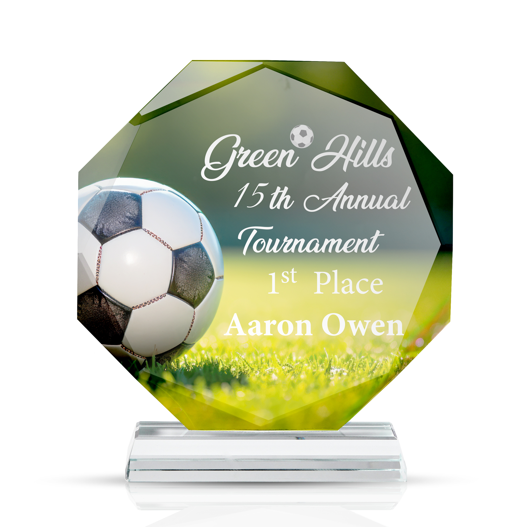 Round Faceted Crystal Award With Clear Pedestal Base 3