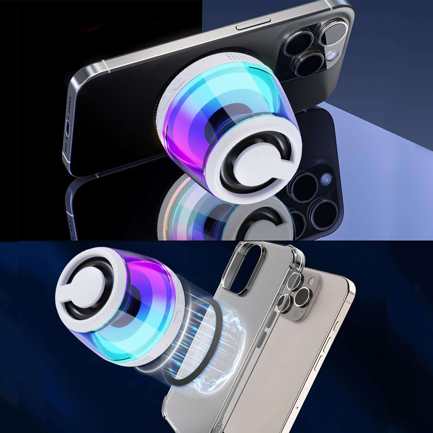 Portable Mini Bluetooth Speaker - Magnetic Base & RGB LED 9