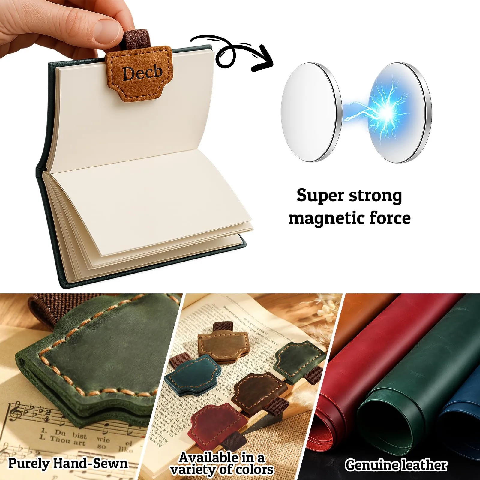 Magnetic Leather Bookmark with Pen Holder 10