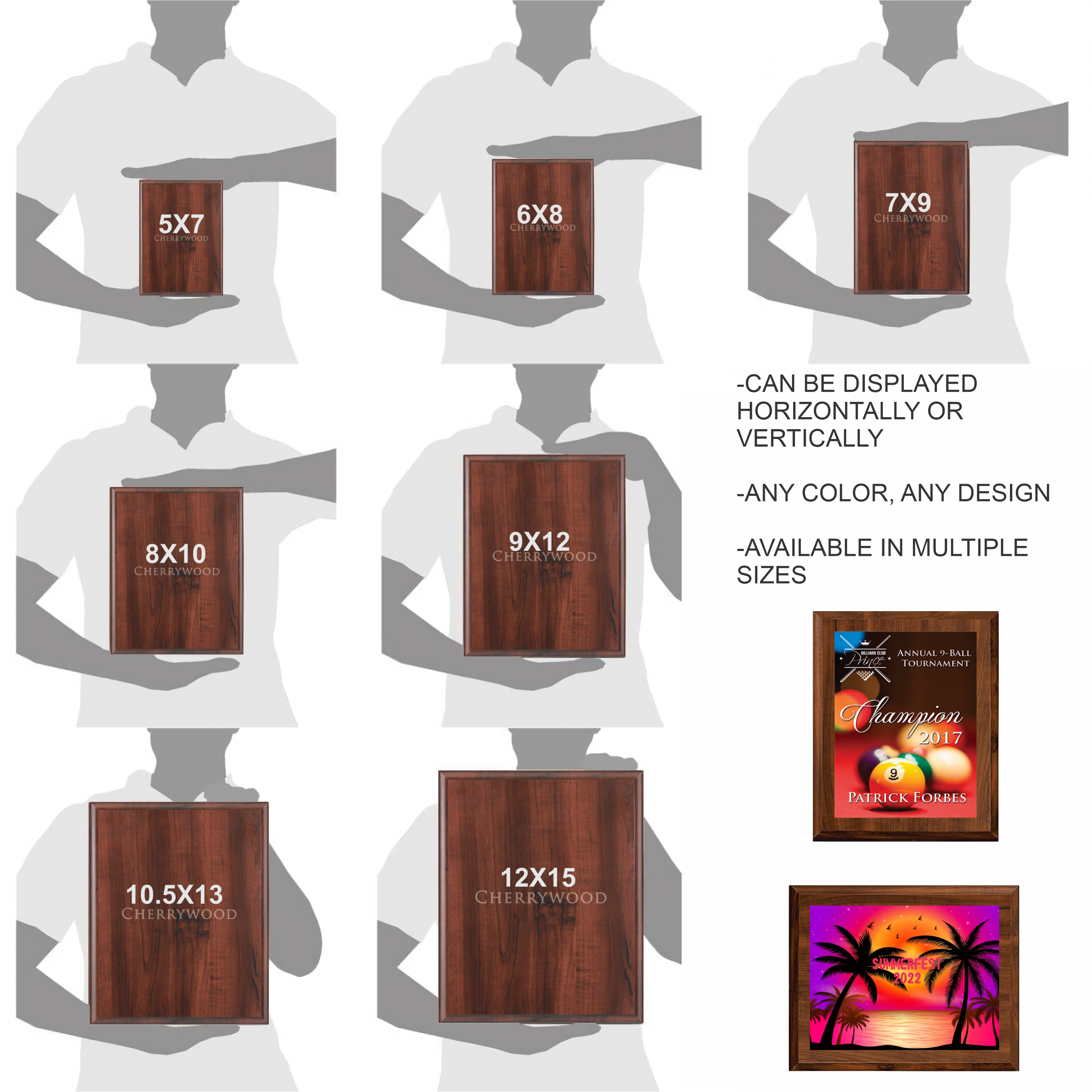 Cherry Finish Wood Plaque w/Full Color Sublimated Plate 5