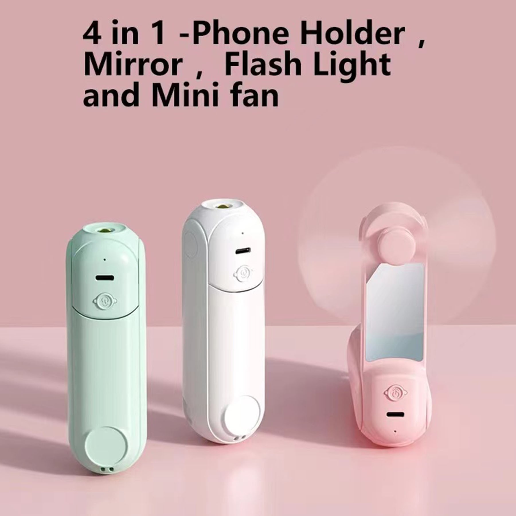 4-In-1 Rechargeable Handheld Fan With Flashlight And Mirror 5