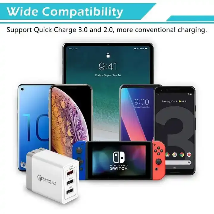 30W Folding QC 3.0 Fast USB Wall Charger 4