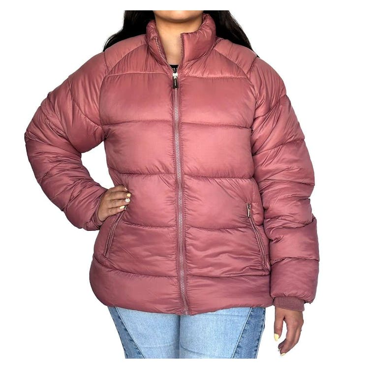 Women's Solid Puffer Jackets Pink S-XL 1