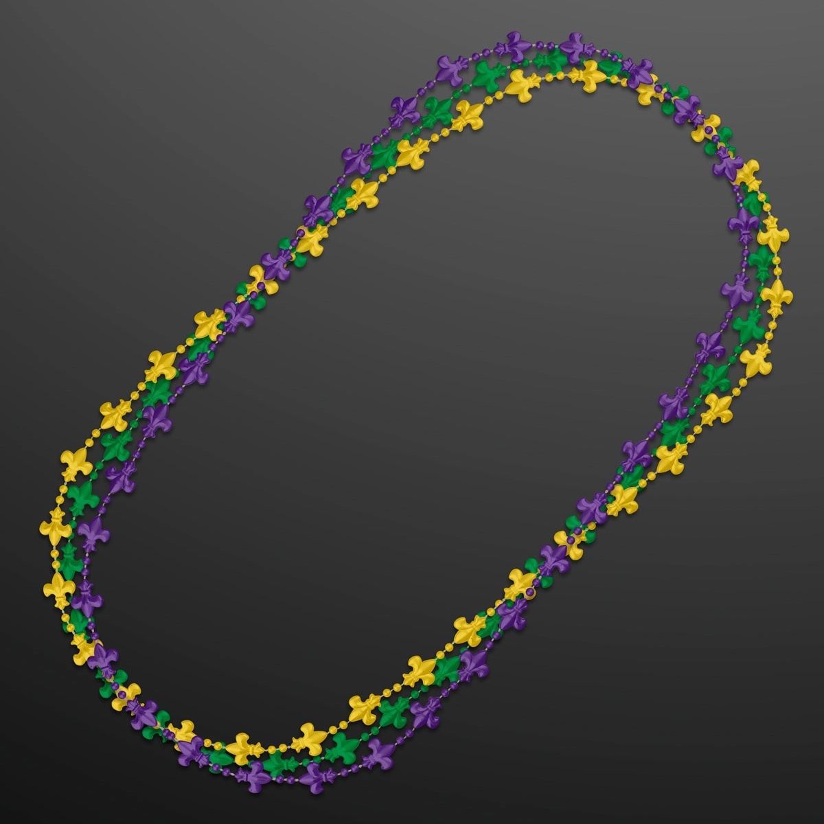 Fleur de Lis Beads for Mardi Gras with White Medallion 7