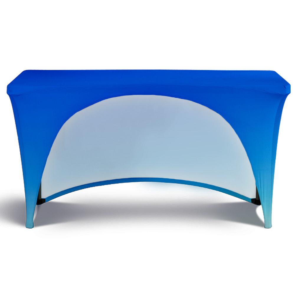 4' Fitted, 3 Sided Contour Stretch All-Over Imprint Table Cover 3