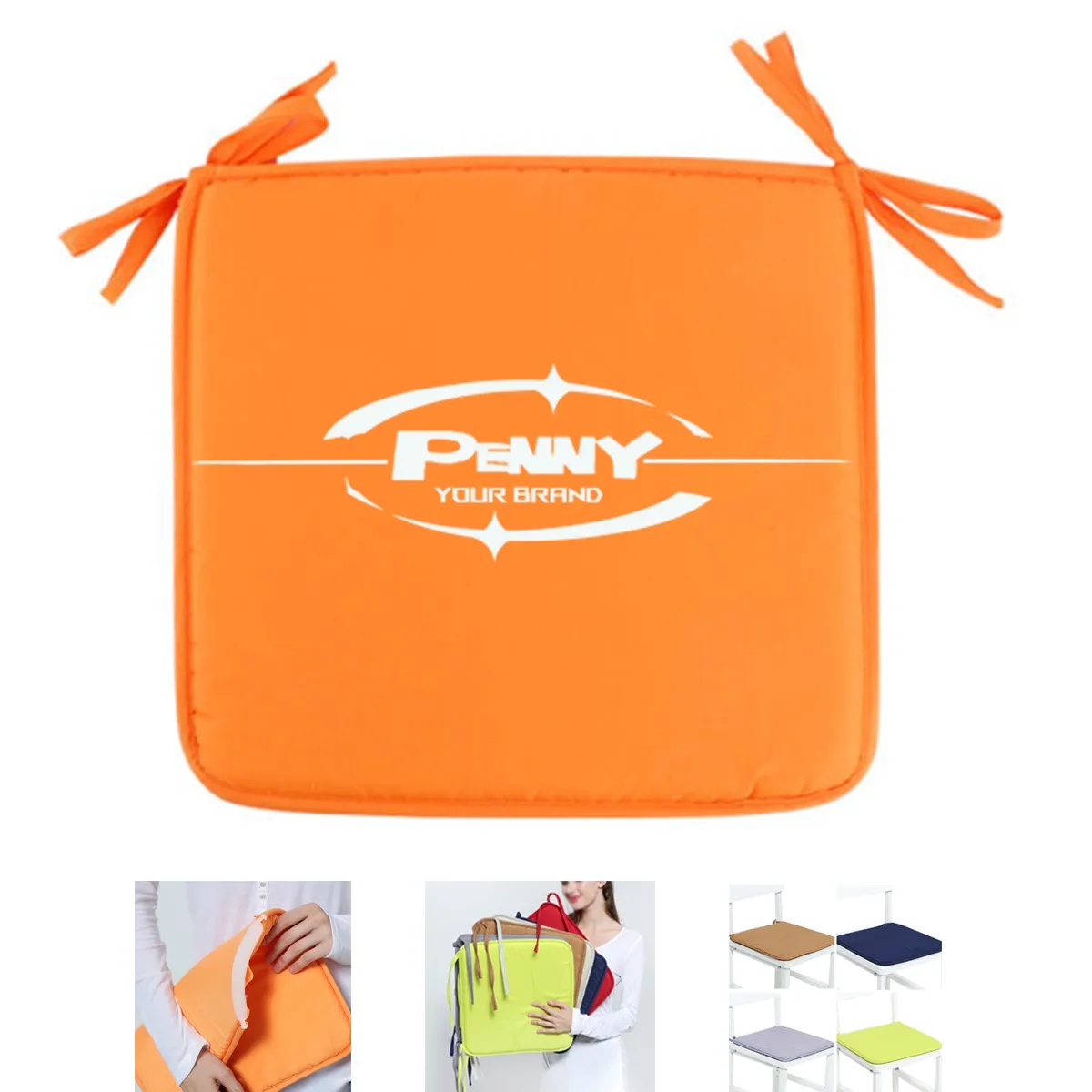 Non Slip Square Seat Covers Chair Mat Cushion Pads with Ties 3