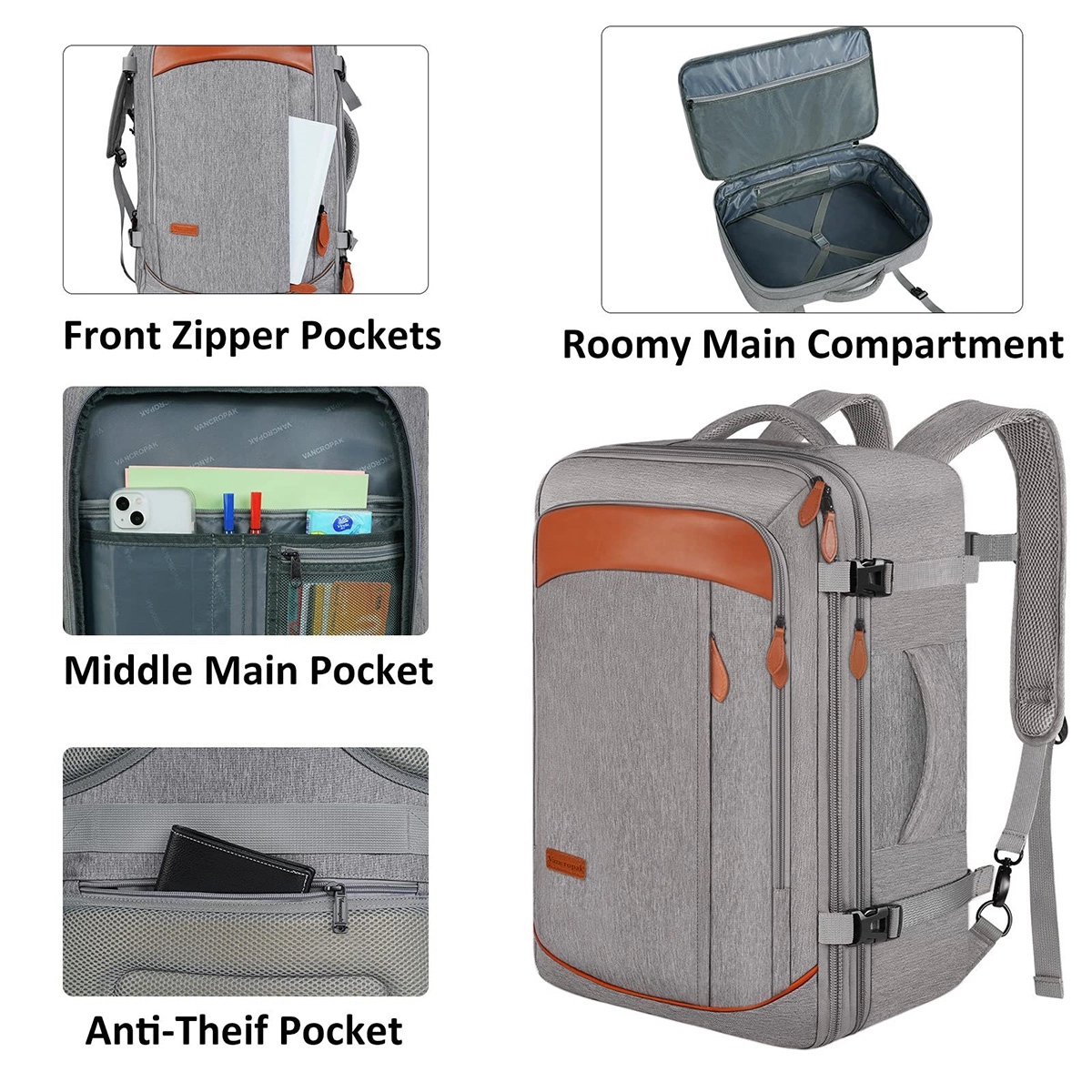 40L Airline Approved Travel Backpacks with 3 Packing Cubes 1