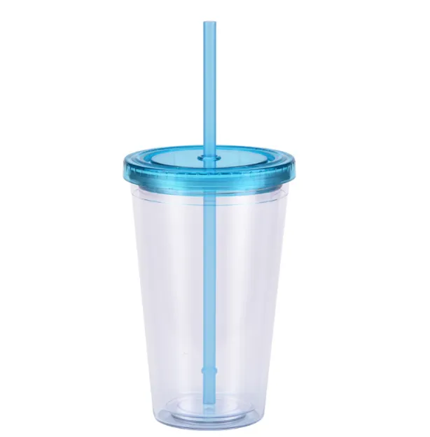 Single Wall Plastic Cup with Lid And Straw 4