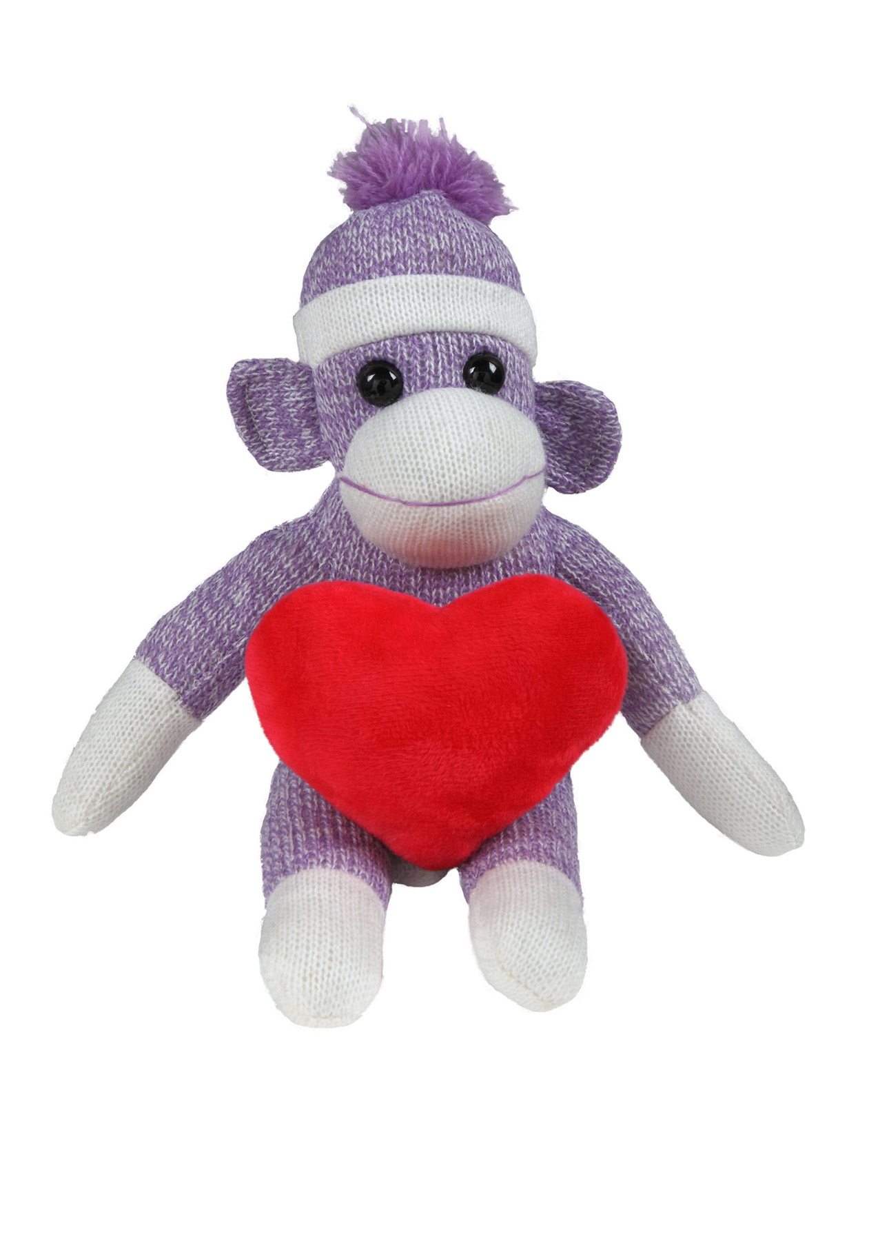 soft plush Purple Sock Monkey with heart