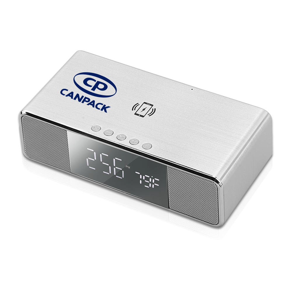 Encino Bluetooth Speaker and Wireless Charging Desk Clock 9
