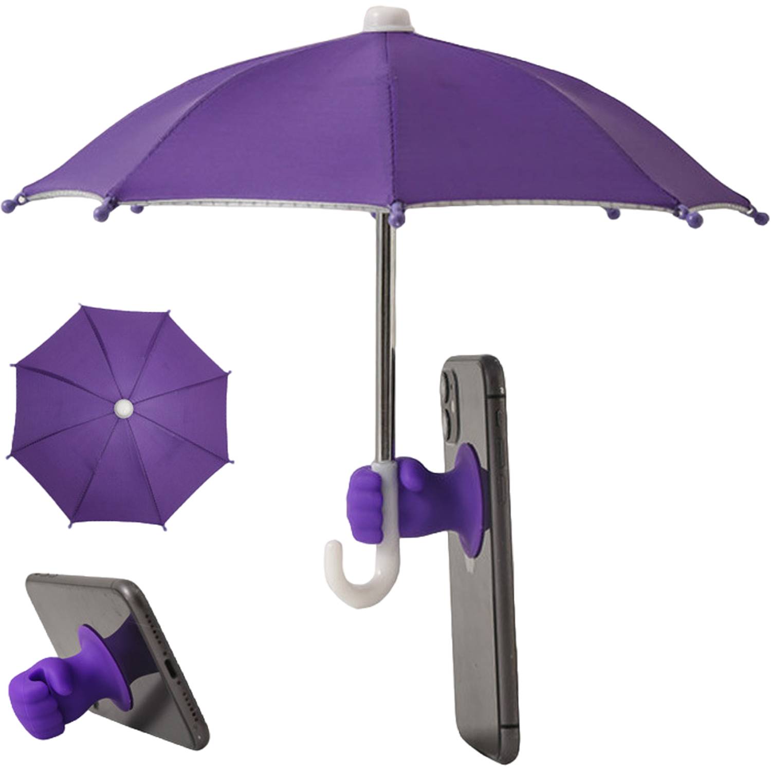 Mini Waterproof Phone Umbrella w/ Fist Grip Stand 11