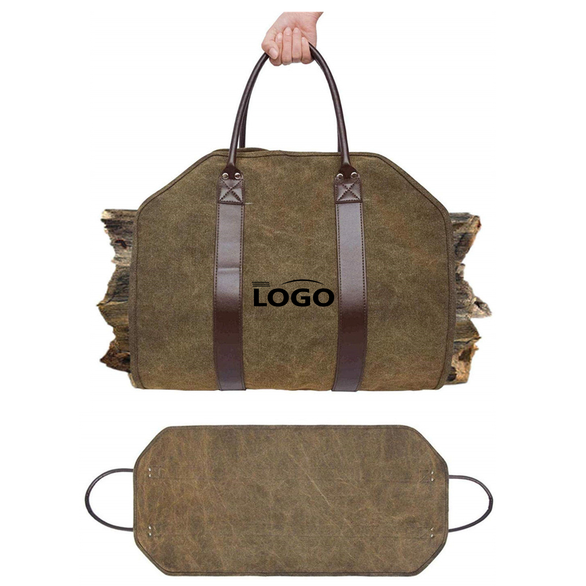 Heavy-Duty Canvas Firewood Tote | Customizable 4