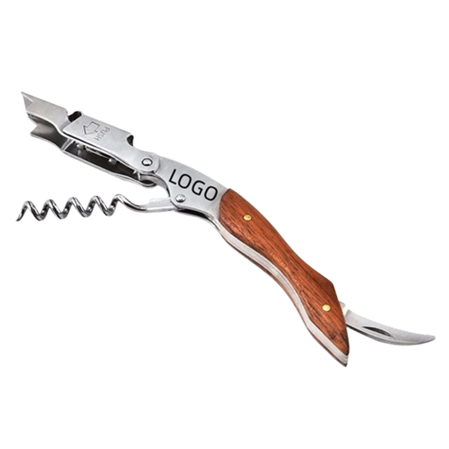 Corkscrew and Bottle Opener with Serrated Knife 7