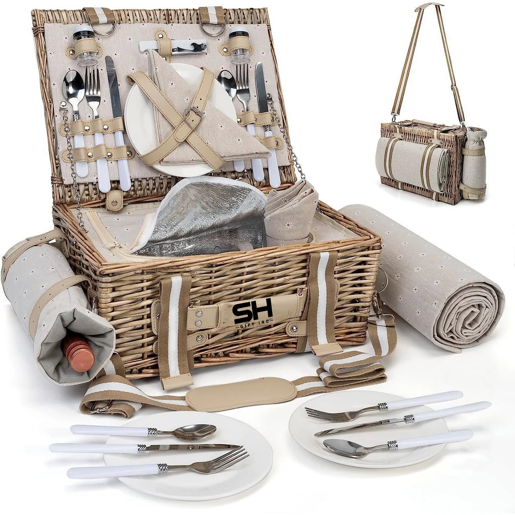 Large Picnic Basket With Insulated Compartment 4