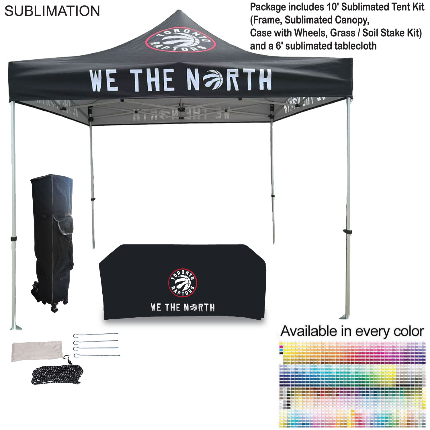 24Hr Express Ship - Event Package, 10' Premium sublimated Tent Kit and 6' Box Fit Tablecloth 25