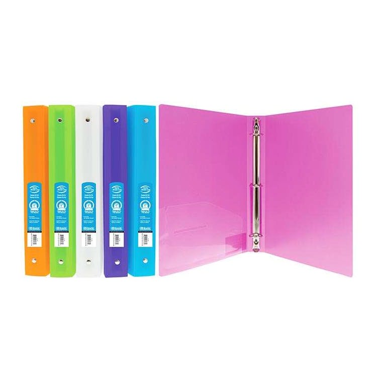 1" 3-Ring Flexible Binder - Assorted Matte Colors 1 Pocket 2