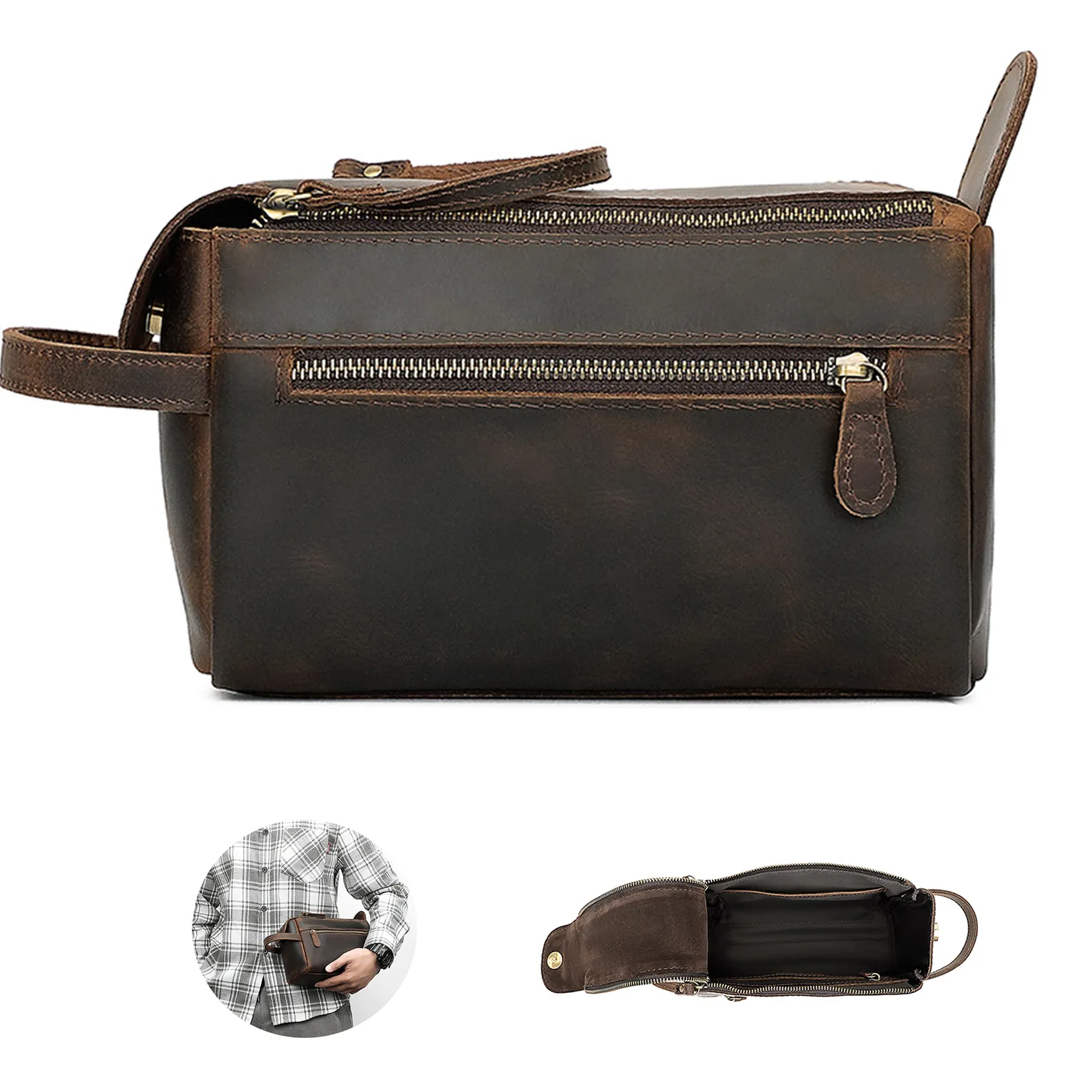 Leather Deodorized Toiletry Bag 5