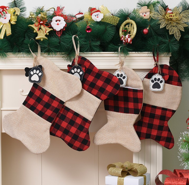 Bone Shape Hanging Pets Stockings for Dogs Christmas 4