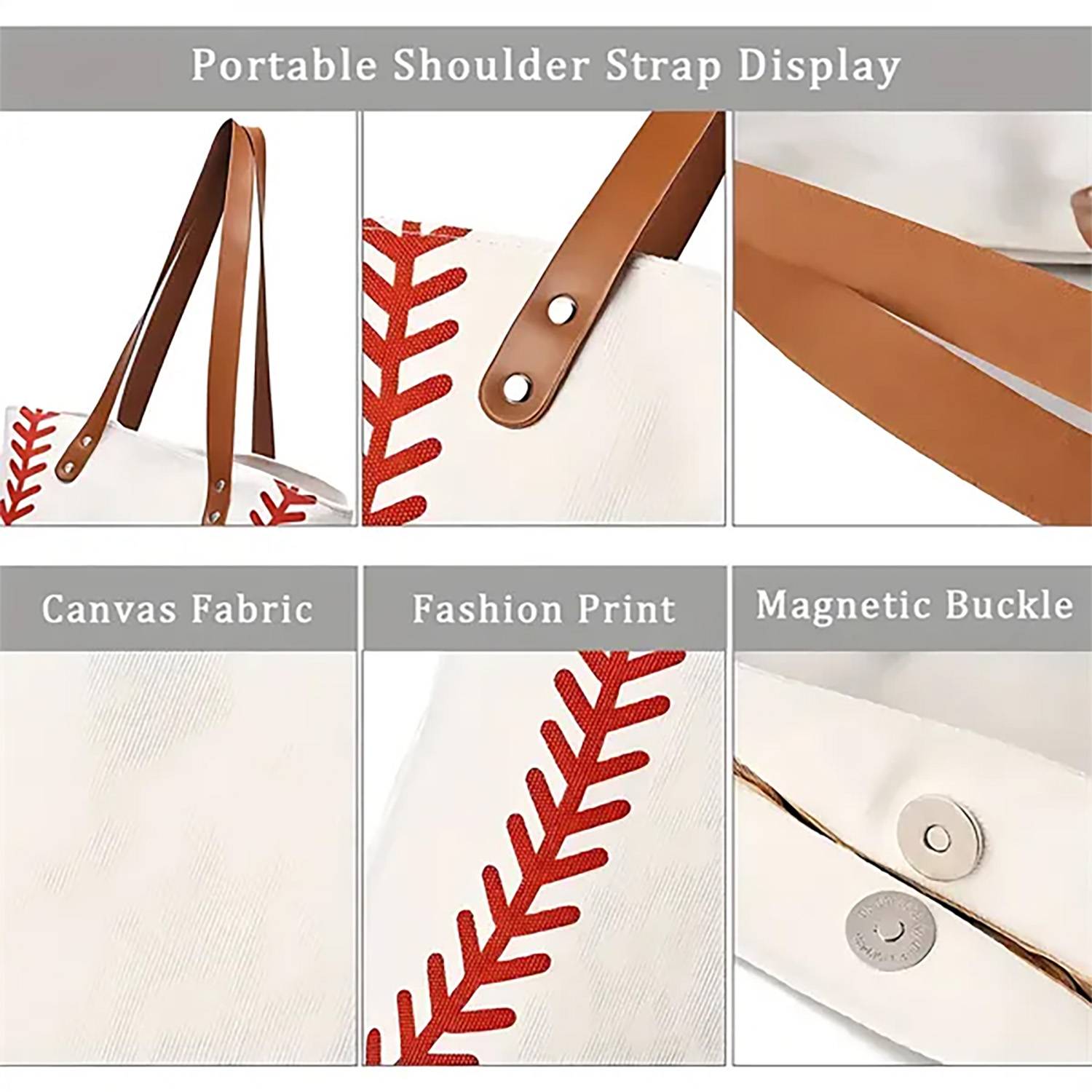 Large Baseball Tote Bag, custom tote bag with logo imprint 4