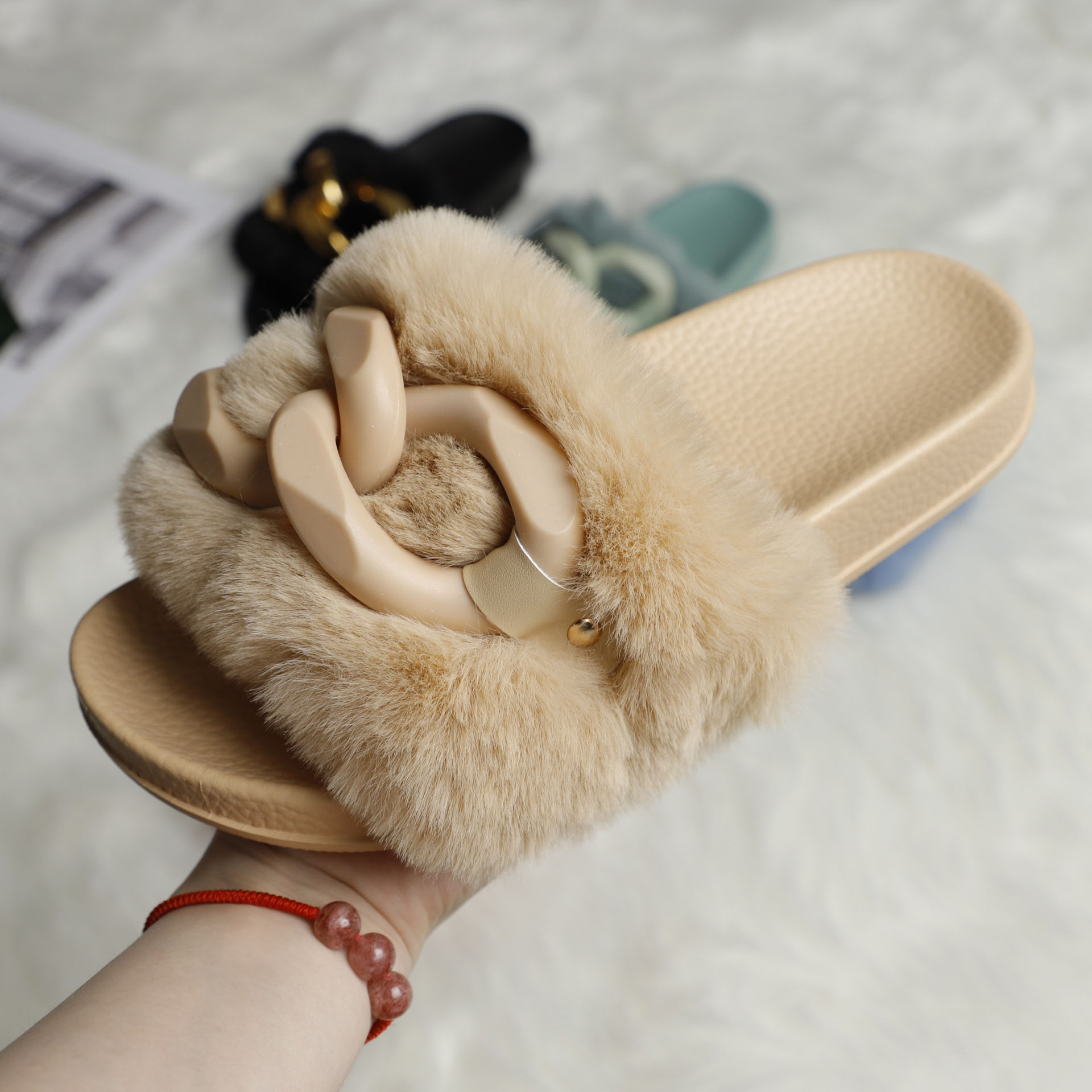 Fuzzy Sandals Slippers Soft Slides Flat for Indoor/Outdoor 7