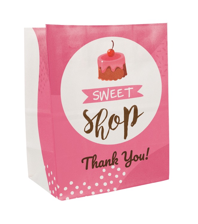 Full Color 4-Sided White SOS Paper Bag (8.5" x 10.25" x 5")
