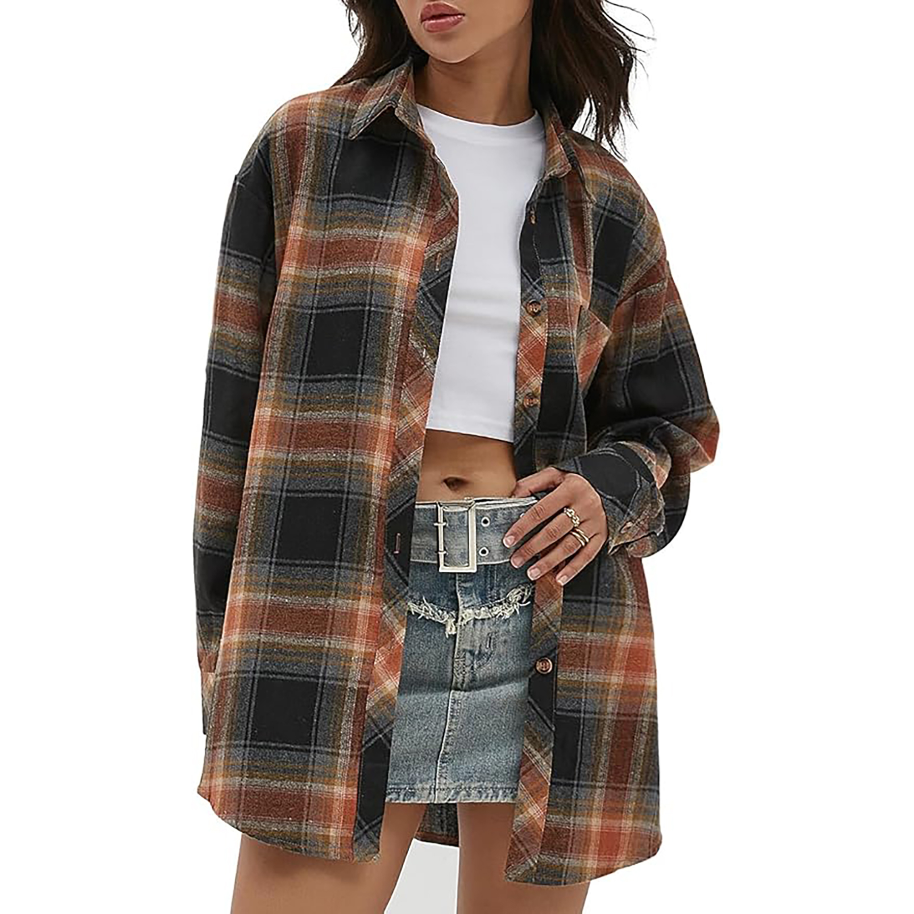 Women's Long Sleeved Plaid Shirt 8