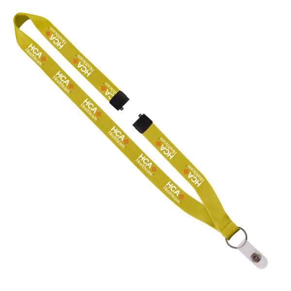 3/4" Polyester Lanyard with Sewn Silver Metal Split-Ring 159