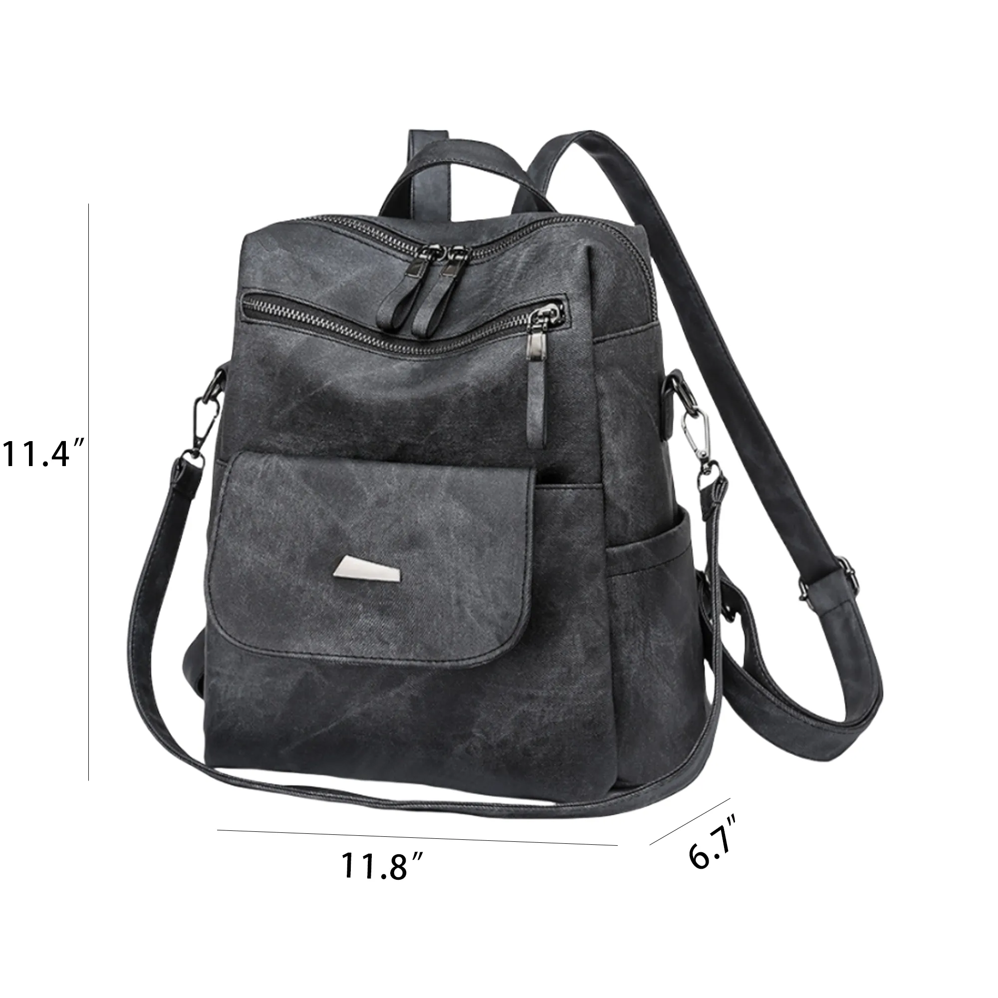 PU Leather Convertible Backpack 2